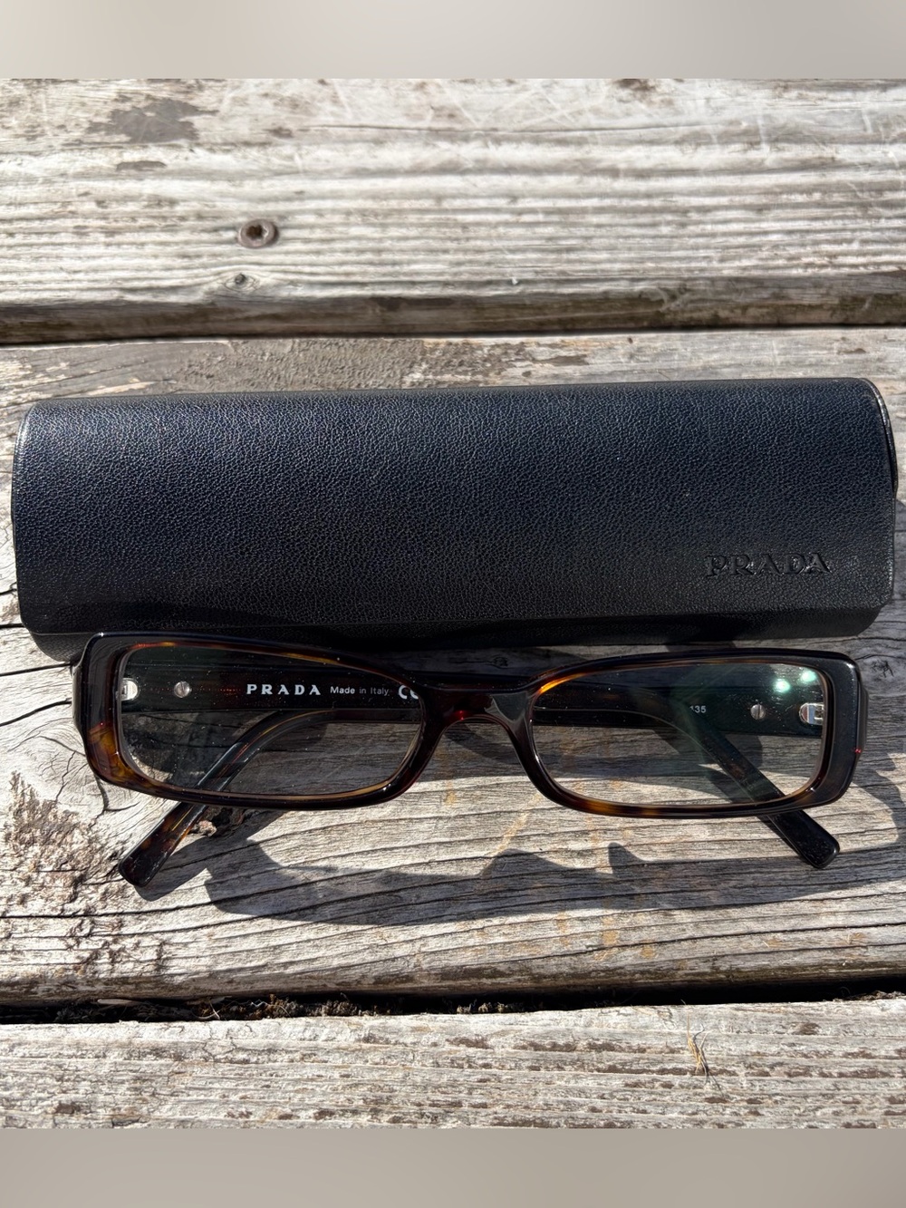 Prada VPR 09F Brown Tortoise Full Rim Plastic Eyeglass Frames 51-07 135 w/case.